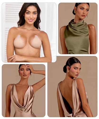 Bontierie Nipple Covers Sticky Push up Bra Added Lift Seamless Ultra-Thin Pasties Women Adhesive Bras Beige - Thumbnail 6