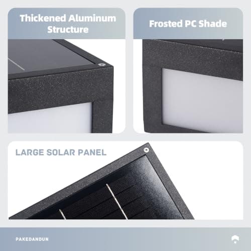 PAKEDANDUN Solar Post Lights Outdoor, 9.84" Solar Pillar Lights Outdoor, IP54 Waterproof Column Light Outside with E26 Bulb, 3000K LED Post Lamp Dusk to Dawn, Modern Pillar Light for Patio Garden - Thumbnail 4