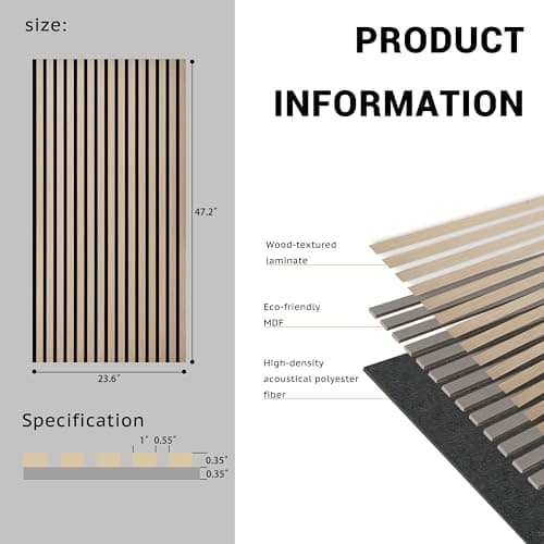 4 Packs Acoustic Wall Panel, 47.2"x23.6" Wood Slat SoundProof Panels, Sound Absorbing Panel for Office,Home Theater,Studio, Wall, Oak - Thumbnail 4