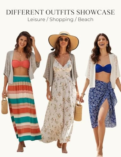 Summer Cardigan for Women 2024 Crochet Oversized Shrug Cardigan Light Purple XXL - Thumbnail 3