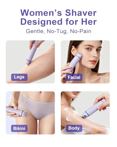 Unimiko 2-in-1 Bikini Trimmer for Women – Electric Shaver for Women, Womens Electric Razor & Trimmer for Sensitive Skin, Adjustable Comb, 100% Waterproof, Portable, USB Charge, Painless (Purple) - Thumbnail 5