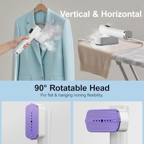 Steamer for Clothes, Handheld and Portable with 15-Second Heat-Up, 2-in-1 Steamer & Iron with Smart Touch Operation and 4 Modes, Suitable for All Fabrics, Ideal for Home & Travel-Pearl White - Thumbnail 5