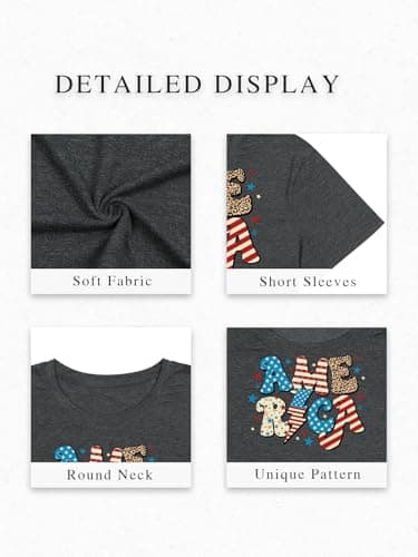 American Flag Shirts Women 4th of July Shirt Loves Jesus and America Too Tshirt Patriotic Short Sleeve Tops - Thumbnail 6