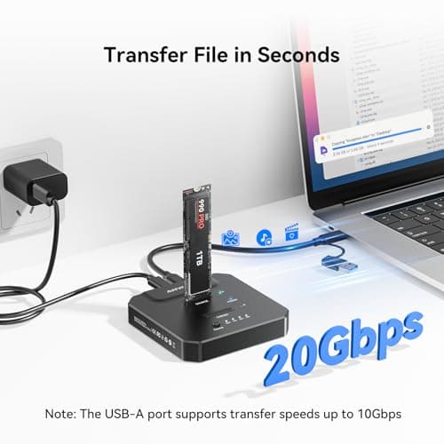 ANYOYO NVMe SSD Cloner, Tool-Free Offline M.2 Duplicator with Aluminum Case, LED Progress Indicator, 20Gbps USB-C 3.2 SSD Reader, SSD to USB Adapter for PCIE NVMe SSD Supports M/B&M Key - Thumbnail 2