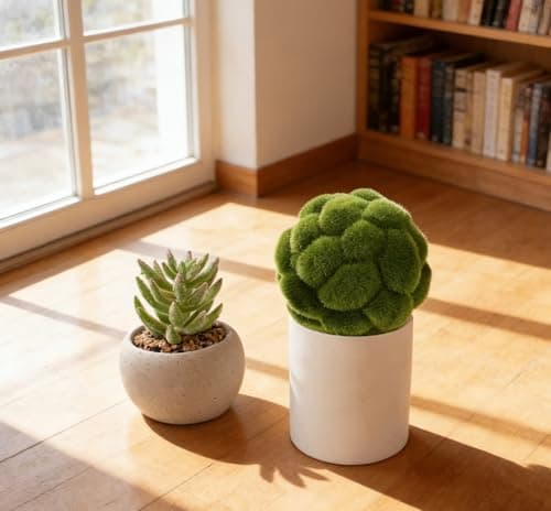 Bupurp Moss Balls Decorative for Bowls 2 Pcs Artificial Faux Green Moss Balls for Vase Fillers, Centerpiece, Table Arrangement, Wedding Decor, DIY Crafts (3.9" + 4.7") - Thumbnail 4