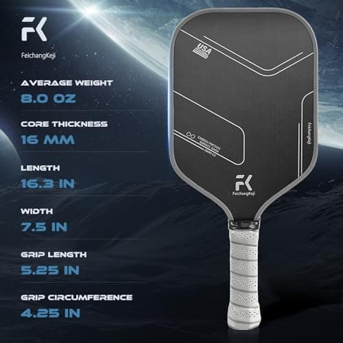 FeichangKeji Pickleball Paddles Set of 2 T700 & 16mm Carbon Fiber Pickleball Paddles with CMS Matte Surface Lightweight Honeycomb Core & Durable Edge Guard Protector & Comfortable Grip - Thumbnail 2