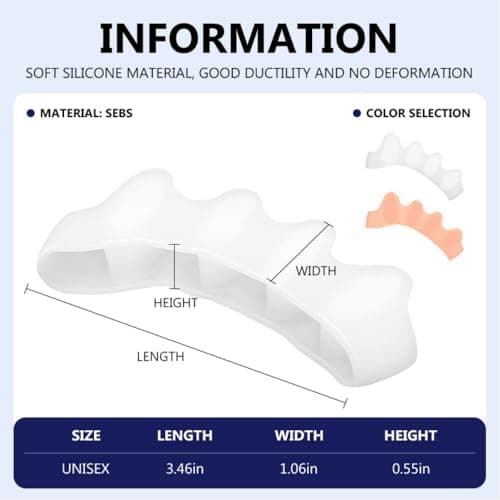 XINIFOOT Toe Separators for Women & Men - Bunion Corrector, Hammer Toe Straightener, Relieves Foot Pain (2 Pairs, White + Beige) - Thumbnail 3