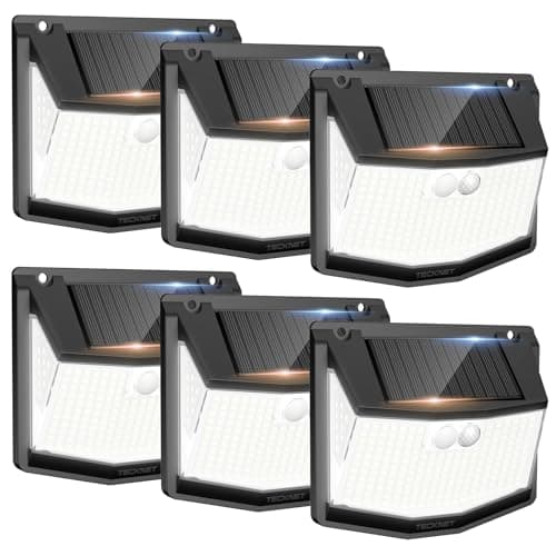TECKNET 248 LED Outdoor Solar Lights & Motion Sensor 6 Pack, 300° Angle & 3 Lighting Modes Solar Lights Outdoor Waterproof, Solar Powered Security Flood Wall Lights IP66 for Outside/Yard Fence/Garden - Image 1