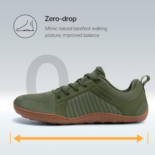 ATHMILE Men's Barefoot Shoes Wide Toe Box Trail Running Walking Shoes Zero-Drop Sole Lightweight Grounding Minimalist Sneakers Athletic Training Lifting Shoes for Gym Hiking Workout Cycling - Thumbnail 4