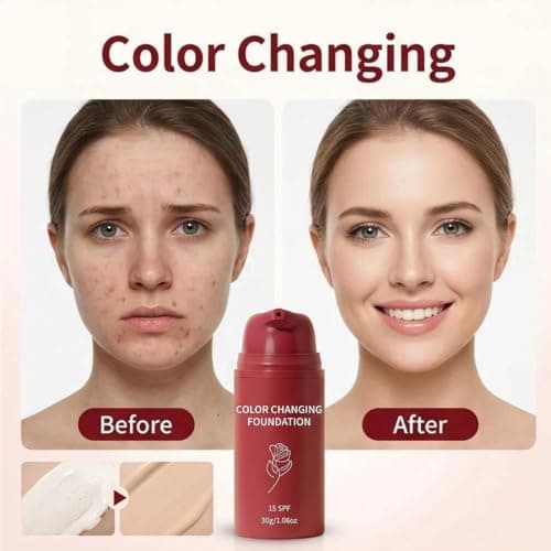 BARUBT Color Changing Foundation with SPF 15, White to Skin Tone Adapting Liquid Makeup for Mature Skin, Hydrating Waterproof Concealer Base with Hyaluronic Acid, 30g/1.06oz*2 2PCS - Thumbnail 4