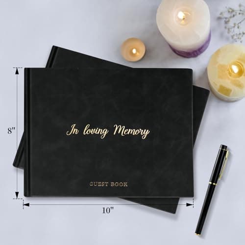 Gatyko Funeral Guest Book for Memorial Service in Loving Memory Funeral Guest Book with MemoryTable Sign & Back Pocket - Guest Sign in Book for Funeral Service (Khaki) - Thumbnail 2