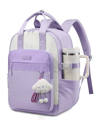 LOVEVOOK School Backpacks for Teen Girls Fits 15.6" Laptop, Lightweight Middle High School Bookbag with Large Bottle Holder for Kids, 30L Cute College Backpacks for Students Back to Schools,Purple - Image 1