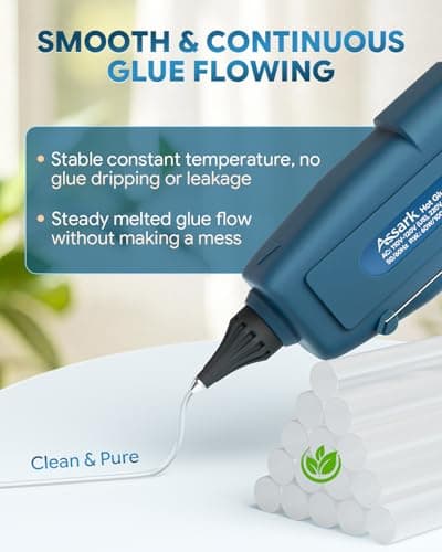 Dual Power 60/100W Hot Glue Gun, Fireproof Anti-Drip Fast Preheating Heavy Duty Industrial Glue Gun with 15 Glue Sticks, Adjustable Power for DIY Craft, Home Repair, Wood, Gift Wrapping - Thumbnail 6