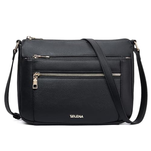 Telena Crossbody Bags for Women, Leather Cross body Purse With Adjustable Strap (Black, Regular) - Image 1