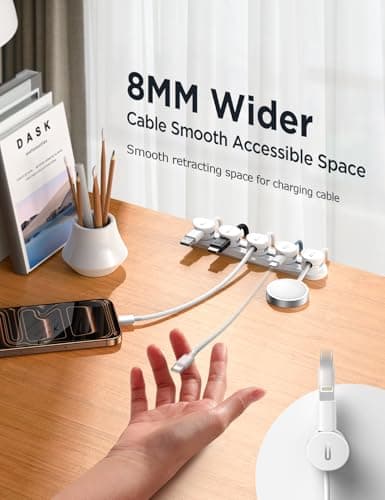 5-in-1 Magnetic Cord Organizer JOYROOM Cable Clips[Adjustable Sliding Track] Under Desk Adhesive Cord Management Wire Keeper for Computer Phone, Office Workspaces Table Organization Home Accessories - Thumbnail 4