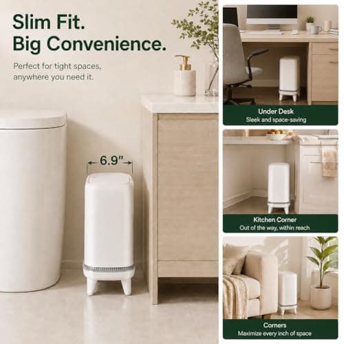 JUDRDO Bathroom Trash Can with Lid, 3.2 Gallon Small Garbage Can with Pop-Up Lid & Air-Pressure Bag Lock, Slim Trash Bin with Legs, Narrow Waste Basket for Bathroom, Bedroom, Kitchen, Office, Rv - Thumbnail 5