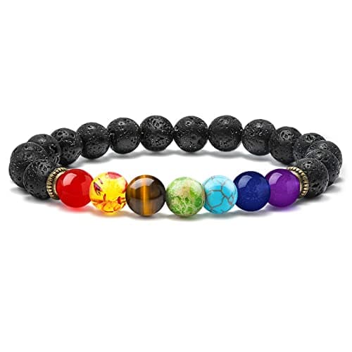 M MOOHAM Bracelets for Men Gifts - Lava Rock Beaded Tiger Eye Adjustable Bracelets for Men Chakra Jewelry Gifts - Image 1