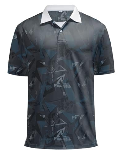 KUYIGO Mens Polo Shirt Quick Dry Moisture Wicking UPF 40+ Performance Short Sleeve Summer Printed Tennis Golf Shirt,XL - Image 1
