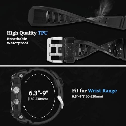 SUPLINK Rugged Case with Sport Band for 44mm Apple Watch Bands for Men, Compatible with Apple Watch Series SE 3/SE 2/SE/6 5 4, Protective Bumper Cover for iWatch Bands (Black) - Thumbnail 6