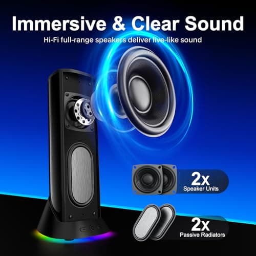 Nylavee Computer Speakers for Desktop PC, Immersive Sound with RGB Lights, USB/USB-C Powered & 3.5mm AUX-in Plug-and-Play Speakers for Monitor & Laptop - Thumbnail 2