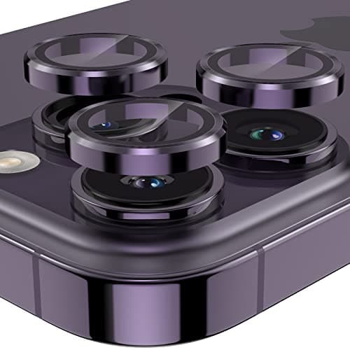 YWXTW Designed for iPhone 14 Pro Max Camera Lens Protector, for iPhone 14 Pro Camera Lens Protector, Individual Metal Anti Scratch HD Clear Case Friendly Tempered Glass Camera Cover, 1 Set (Purple) - Image 1