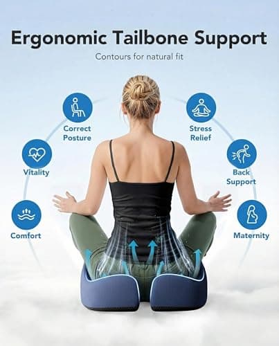 HUANUO Ergonomic Seat Cushion for Office Chair, Extra Large Car Seat Cushion, Tailbone and Back Support, Cooling Gel Enhanced, 4-Zone Pressure Relief Chair Cushions for Office, Car, Wheelchair - Thumbnail 5