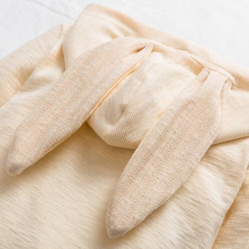 Simplee kids Animal Bunny Baby Easter Clothes Long Ear Rabbit Hoodie Romper with Zipper Light Yellow 18-24 Months - Thumbnail 5