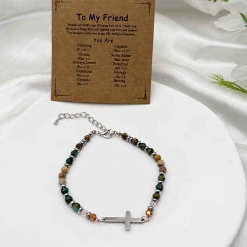 OVIFICEA Friendship Gifts Cross Bracelet for Women, Christian Gifts for Sister in Christ, Charm Bracelets for Best Friend, Daughter,Granddaughter, Mom on Birthday Christmas Baptism Easter Graduation - Thumbnail 5