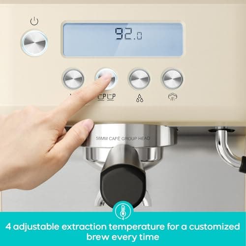 CASABREWS Ultra Espresso Machine with LCD Display, 20 Bar Espresso Maker with Powerful Milk Frother, Customizable Brewing Temperature, Barista-Level Latte and Cappuccino Machine for Home, Creamy - Thumbnail 5