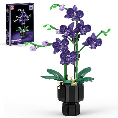 Cogibrix Purple Orchid Flower Building Sets, Botanicals Orchid Flowers for Adults, Artificial Indoor Plants, Home Office Desks Room Decor for Women, Gift for Mom - Image 1