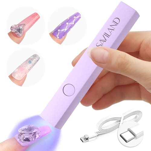 SAVILAND Handheld U V Light for Nails: 3W Portable Mini UV Light for Gel Nail Sticker LED Gel Nail Lamp Gel Polish 180mAh Rechargeable Flashlight Type-c Gel Nail Dryer Home DIY Nail Art Self Use - Image 1