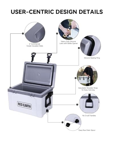 GiNT Ultra-Light 26 Quart Hard Cooler Insulated Portable Ice Chest, Great for the Beach, Boat, Fishing, Barbecue or Camping (White) - Thumbnail 5