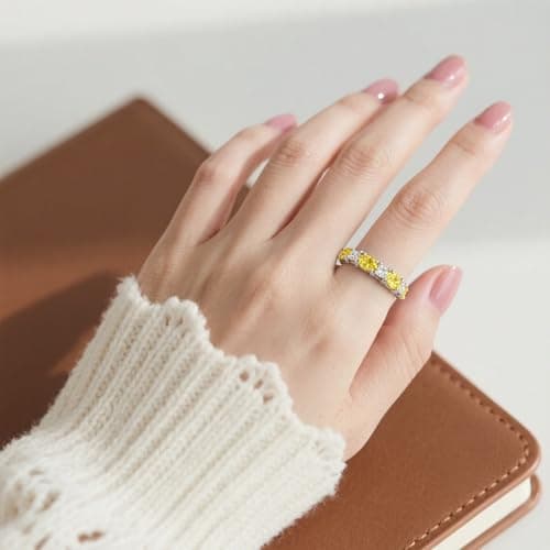 925 Sterling Silver Birthstone Rings for Women - Adjustable Size Women Jewelry Birthday Gifts for Girlfriend,Wife,Mom (11 - Citrine) - Thumbnail 5