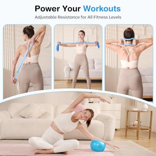 Vanlgs Pilates Kit 13Pcs Home Pilates Essentials Workout Kit with 13" Ring, 10" Ball and Resistance Bands for Women at Home Pilates Equipment Set for Beginners（Blue） - Thumbnail 5