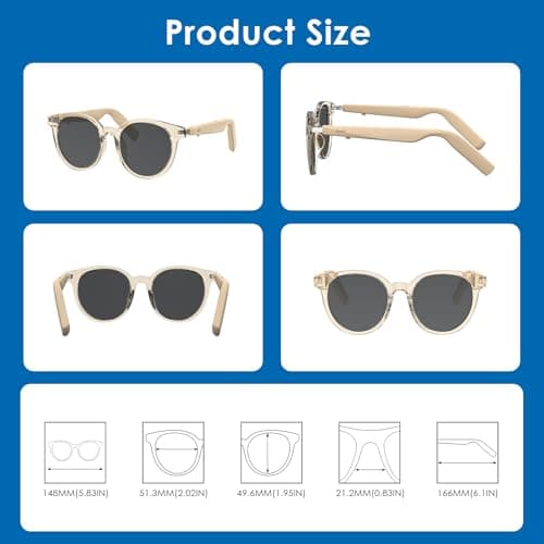 GetD Smart Glasses - Translucent Beige Frames, 100% UV & Glare Protection. Bluetooth AI Music Glasses for Men & Women with Polarized Lenses, AI Translator, 11H Battery Life, for Travel & Daily. - Thumbnail 6