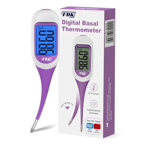 FDK Basal Body Thermometer for Ovulation, Large Dual-Color Backlit Display & 1/100th Degree High Precision, Accurate BBT Thermometer with Memory Recall Fertility Thermometer for Women Natural Tracking - Image 1