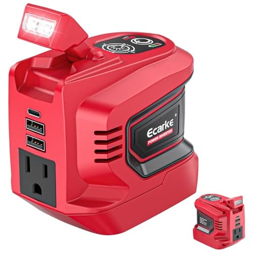 Ecarke 200W Portable Power Inverter Compatible with Milwaukee 18V Battery, DC 18V to AC 110V Power Station with 1 AC Outlet, 2 USB, 1 Type-C & LED Light, for Outdoor Emergency Use (No Battery) - Image 1