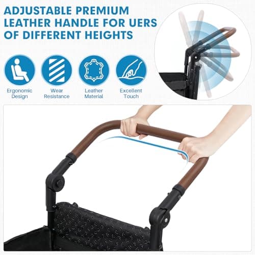 Libbipaw Dog Wagon for Medium & Large Dogs, Foldable All-Terrain Dog Stroller Wagon with Ramp, Adjustable Handle, One-Step Brake, Heavy Duty Pet Wagon (Black) - Thumbnail 2