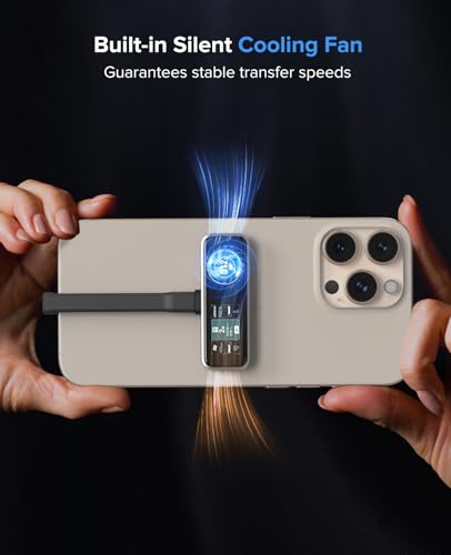 ZIKE Z791C Magnetic Portable SSD 512 GB, External SSD Built-in Fan, 4K 120fps ProRes Video Recording, USB3.2 Gen2 up to 990MB/s, Supports PD3.0 Port 27W Charging Compatible with iPhone 17/16/15 - Thumbnail 3