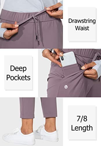 G Gradual Women's Pants with Deep Pockets 7/8 Stretch Sweatpants for Women Athletic, Golf, Lounge, Work (Dusty Purple, XX-Large) - Thumbnail 4