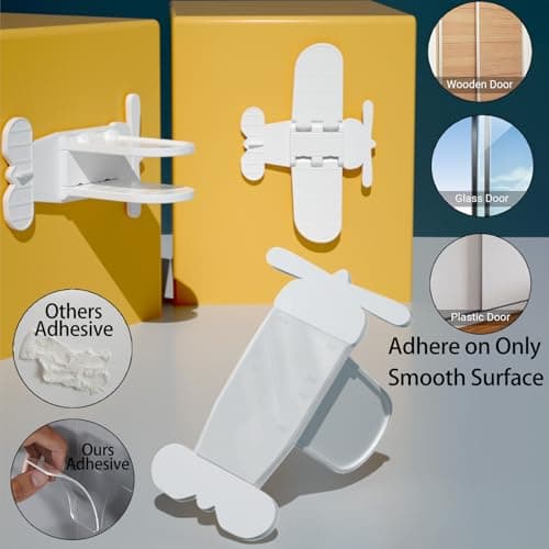 Bstsilver 2-Pack Sliding Glass Door Lock Slide Closet Stopper Child Safety Window Latch Toddler Baby Proofing Petproof Secure Slider Wardrobe Stop Easy Install, Upgrade Adhesive for Patio Balcony Yard - Thumbnail 6