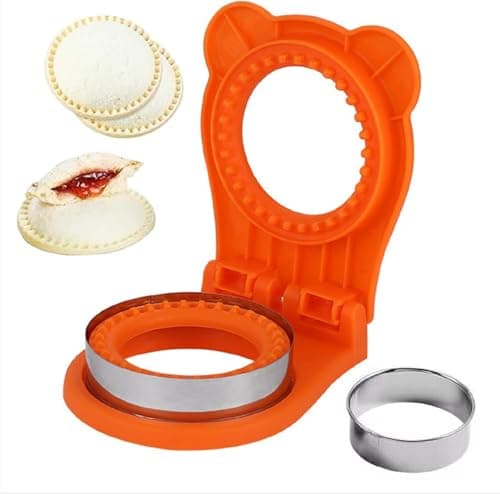 XBllcyiv Uncrustable Sandwich Maker,Sandwiches Pocket Circle Shape 3.7Inch Sandwich Cutter and Sealer,Sandwich Cutter for Kids Breakfast and lunchboxes (Orange) - Image 1
