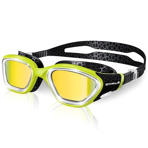 Whale Swim Goggles Polarized Anti-Fog Lenses, Unisex | 100% UV Protection | Anti-Fog Design (Obsidian Black-Green; Polarized Lens) - Image 1