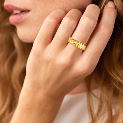MHWTTY Gold Fidget Ring Women- Dragon Scales Wedding Band for Anxiety Men Spinner Stainless Steel Promise Engagement Size 8 - Thumbnail 2