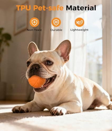 Petbobi Interactive Dog Ball, Moving & Vibrating Automatic Dog Toy, Thick TPU Basketball Design, USB Rechargeable, Washable & Chew-Resistant Self-Moving Dog Toy for Small Medium Dogs - Thumbnail 4