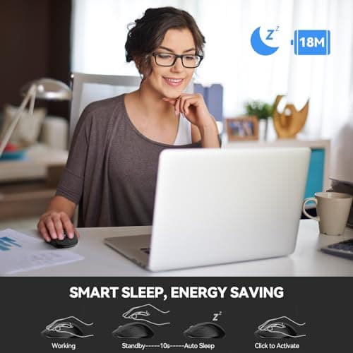 TECKNET Bluetooth Mouse, 4000DPI Wireless Mice for Laptop 2-in-1(BT 5.0/3.0+2.4Ghz) Computer Portable PC Mouse Wireless with USB Receiver for Mac (USB-A+Bluetooth, Black) - Thumbnail 5