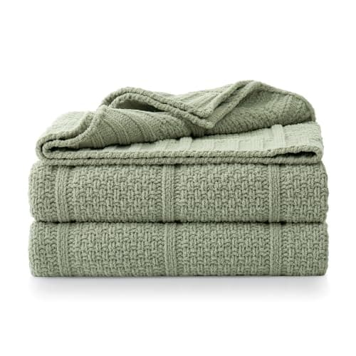 Amélie Home Premium Chenille Throw Blanket, Soft Cozy Moss Stitch Knit Blanket for Couch, Sofa, Chair, Home Decor, Sage Green 50"x60" - Thumbnail 2