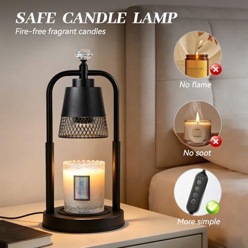 Candle Warmer Lamp with Timer Dimmer Dual Pole Height Adjustable Candle Warmer Gifts for Women Wax Melt Warmer for Scented Jar Candles Birthday Gift for Mom Mothers Day House Warming New Home Decor - Thumbnail 6