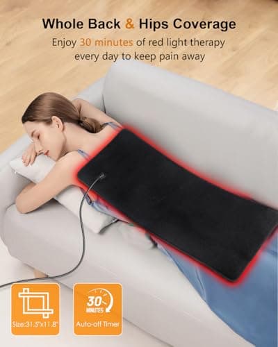 Red Light Therapy for Body, 31.5" x 11.8" Large Red Light Therapy Pad, 360 LEDs with 660nm Redlight & 850nm Infrared Light Therapy for Waist Back Shoulder Neck Pain Relief FSA Eligible - Thumbnail 2