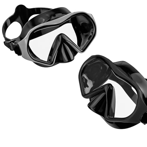 Aegend Snorkel Mask 2Pack for Adults Youth– Anti-Leaking Swim Goggles 180° Panoramic Clear View Anti-Fog Scuba Diving Mask with 1S Underwater Adjustment, Soft Liquid Silicone & No Hair Pulling